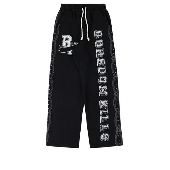 Boredom Kills Men's Black Collegiate Sweatpants Size L - Picture 2 of 10